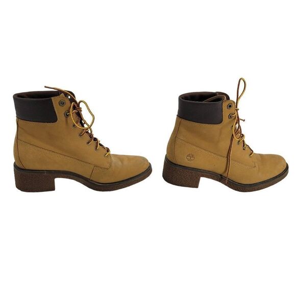 Timberland Womens Leather Boots 7 Tan Ankle Brinda Nubuck Lace Up Shoes Hiking - Picture 5 of 14